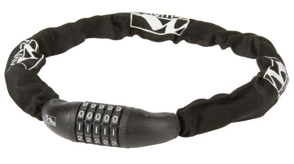 M-WAVE Kettenschloss 6x6x850mm Textil&uuml;berzug 5 Zahlenscheiben - schwarz