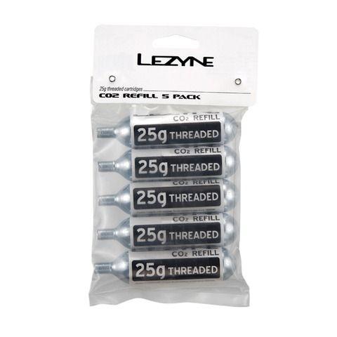 LEZYNE CO2 Kartusche (5 St&uuml;ck) silber mit wei&szlig;en Aufklebern 25g